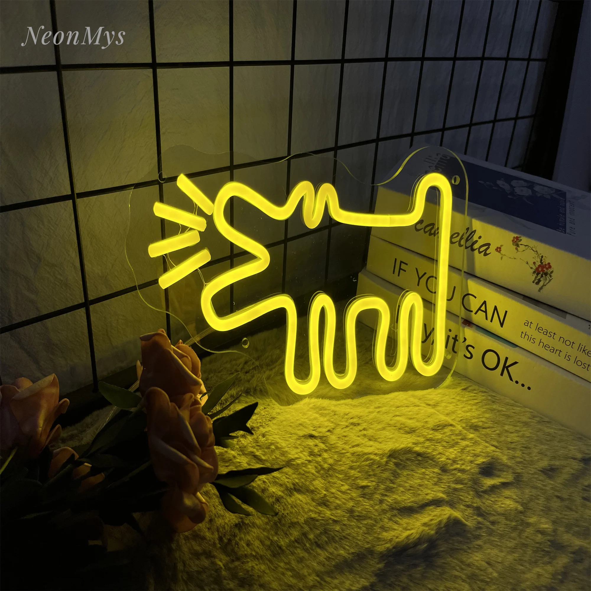 Blaffende Hond Neon Bord Dierenwinkel Decor Led Licht Verjaardagscadeau Voor Huisdier Liefhebber Neon Kinderen Slaapkamer Kunst Decor Acryl Neon Borden