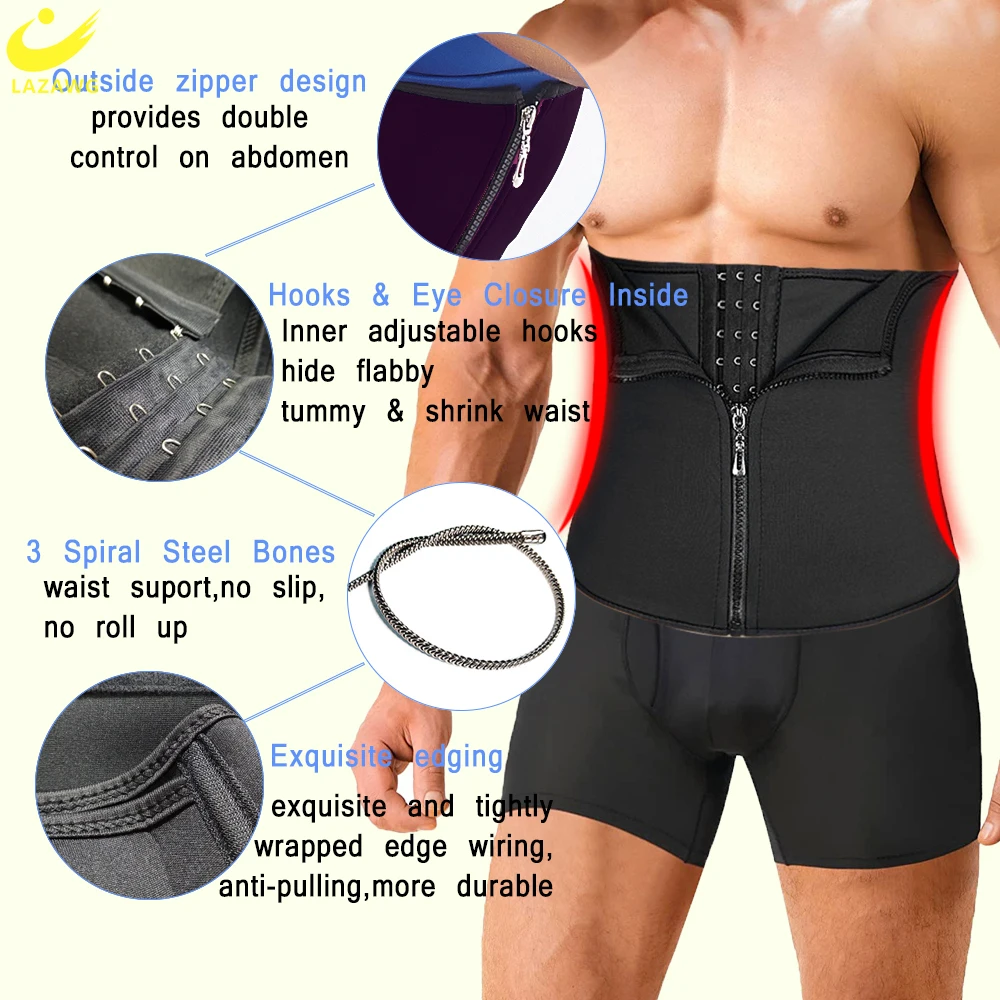 LAZAWG Sweat Belt for Men Waist Trainer Weight Loss Neoprene Girdles  Sauna Slimming Band Body Fat Burner Shaper Fitness Sport