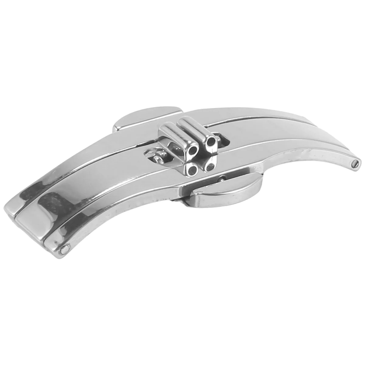 FZFZ Double Push Button Butterfly Clasp Buckle Silver For 21mm Watch Band Strap