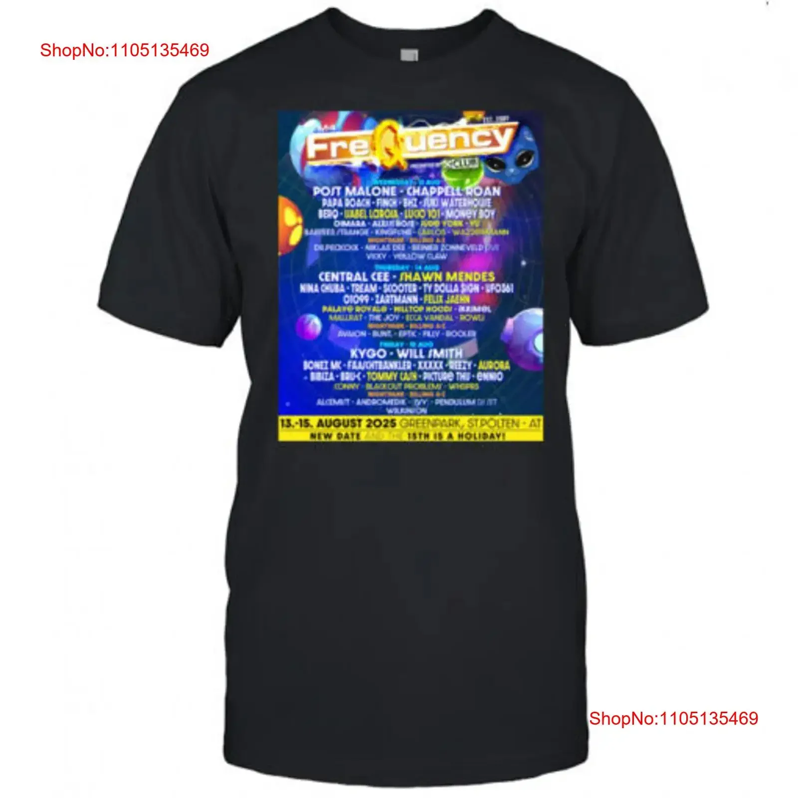 Frequency Festival 2025 poster shirt vintage Washed Breathable Stylish Casual Stretched Comfortable streetwear Versatile