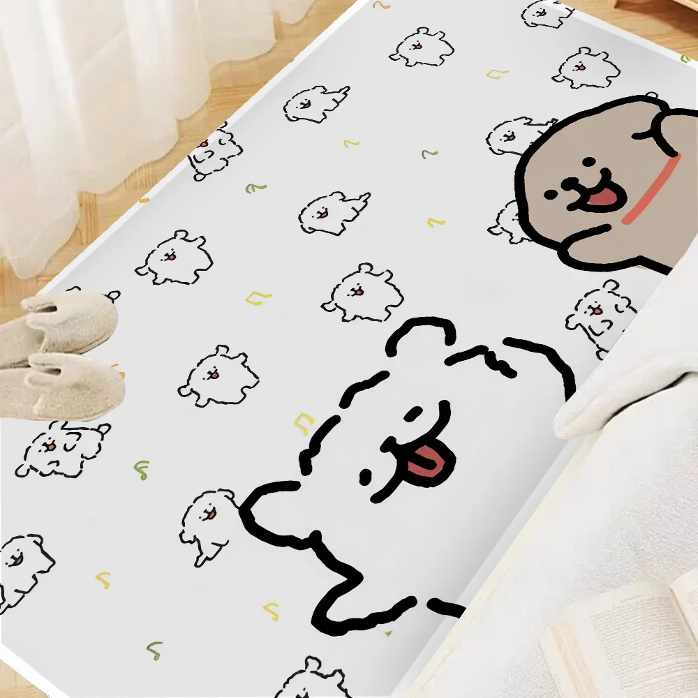 Kawaii Line Dog Maltese Floor Mat Floor Carpet Room Bedroom Decoration Balcony Anti-Slip Doormat Living Room Hotel Decor Mat