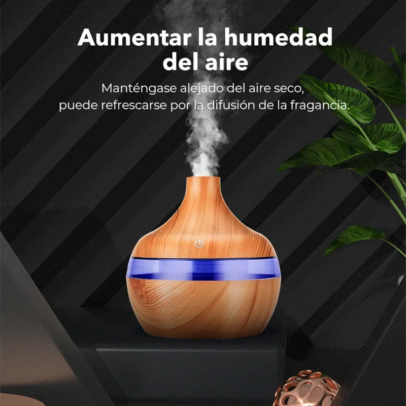 300ml umidificador de ar difusor de óleo essencial usb ultra-sônico grão de madeira umidificadores escritório portátil mini purificador difusor ml