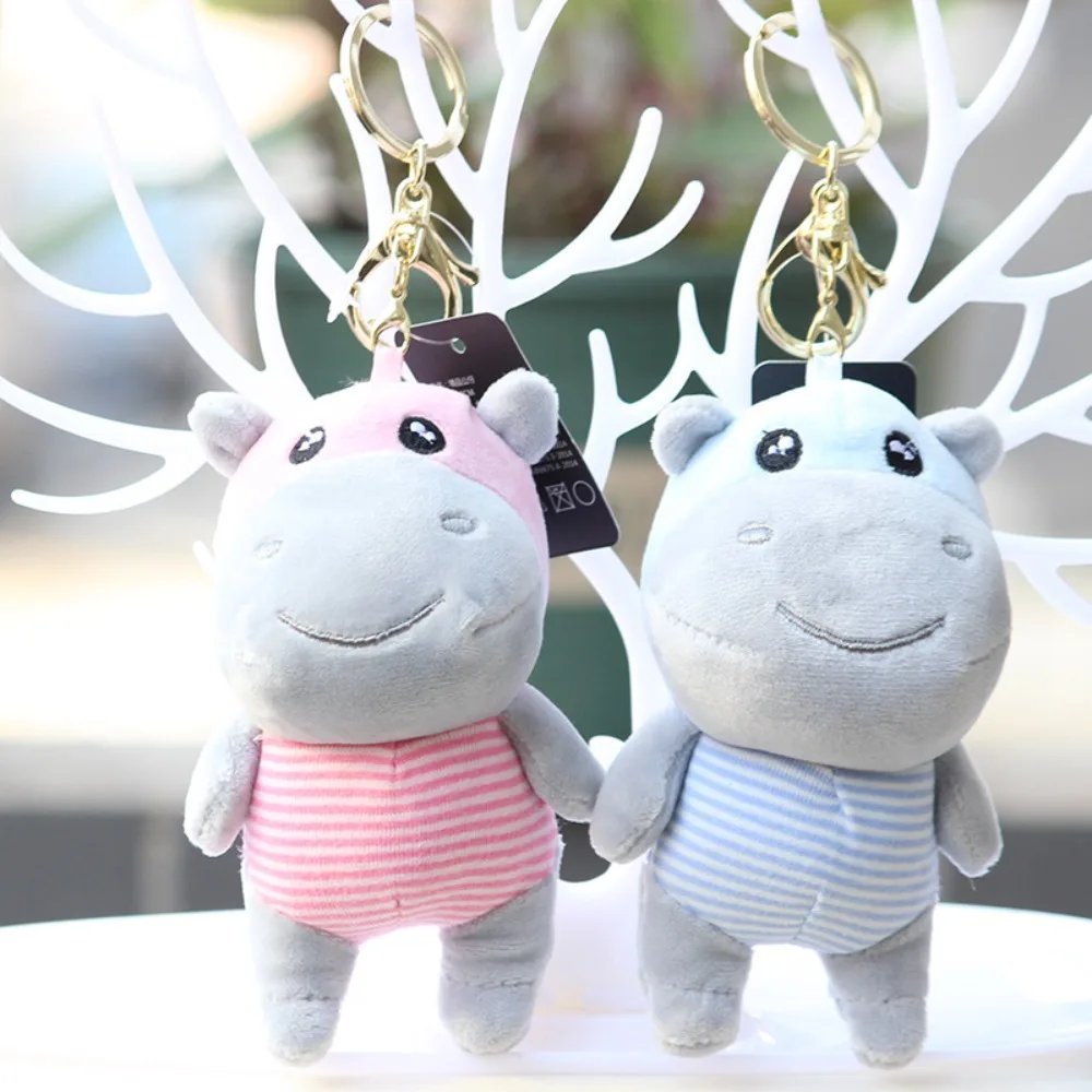 Portable Mini Moo Deng Key Ring PP Cotton Anti-loss Bouncing Pig Mu Dang Doll Popular Plush Dwarf Hippo Pendant Couple