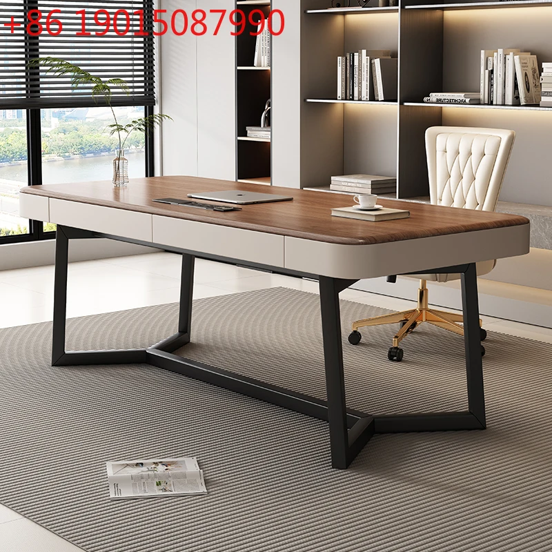 

Итальянский минималистичный компьютерный стол из массива дерева, современный, в стиле лёгкой роскоши, для кабинета руководителя, из орехового дерева.