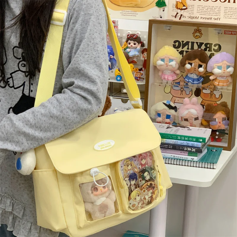 

Japan Style Cute School Girl Crossbody Shoulder Bag Preppy Style Large Capacity Messenger Tote Transparent Ita Bag Kawaii