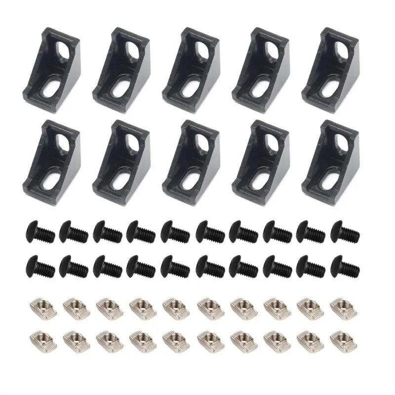 Aluminum Profile Connector 10pcs 2080 Corner Bracket + 20pcs 20 Series M5 T-slot Nuts + 20 M5x8mm Hex Socket Cap