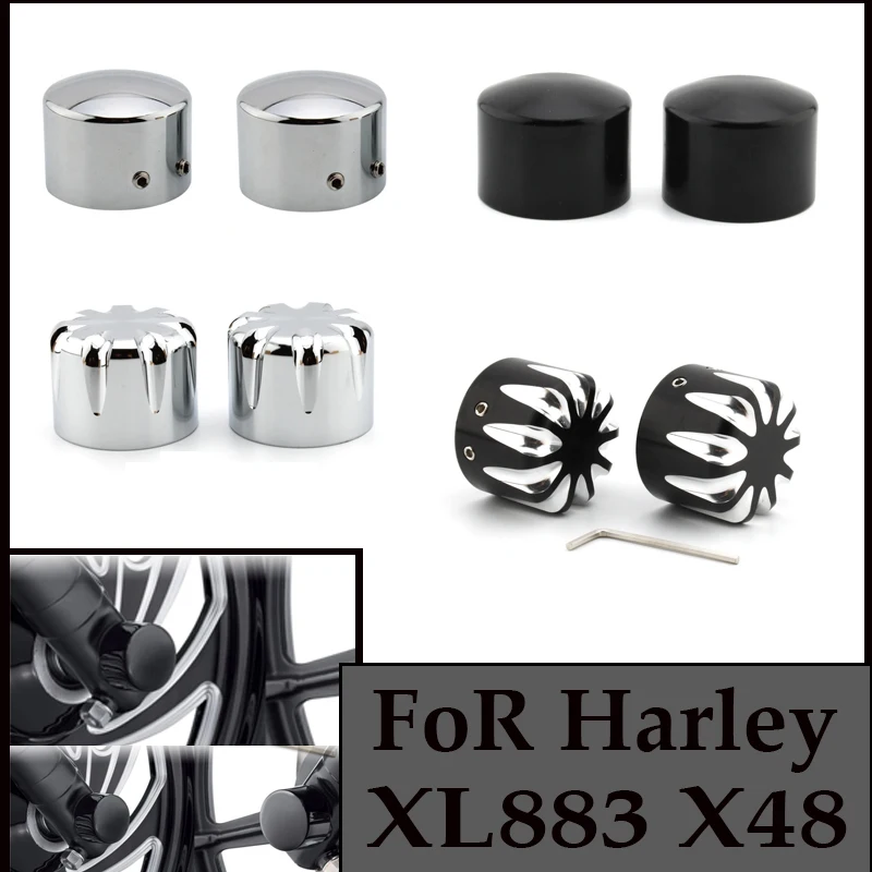 

For Harley Softail Sportster Road King Electra Street Glide 2002-2022 2xMotorcycle Front Axle Nut Covers Caps