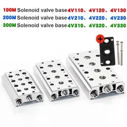 Pneumatic Solenoid Valves 4V110 4V210 4V310 Air Exhaust Manifold 100M 200M 300M Valve Plate Base Manifold With Accessories