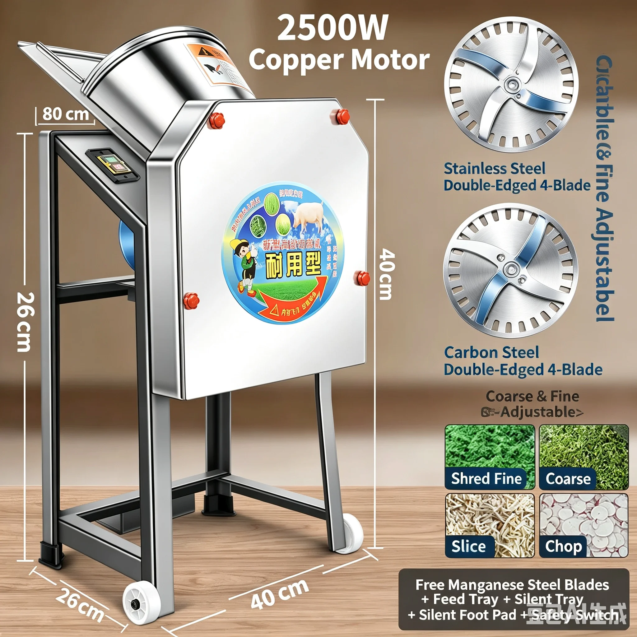 Household Grass Straw Crusher Multifunctional Vegetable Forage Cutter For Poultry Chicken Feed