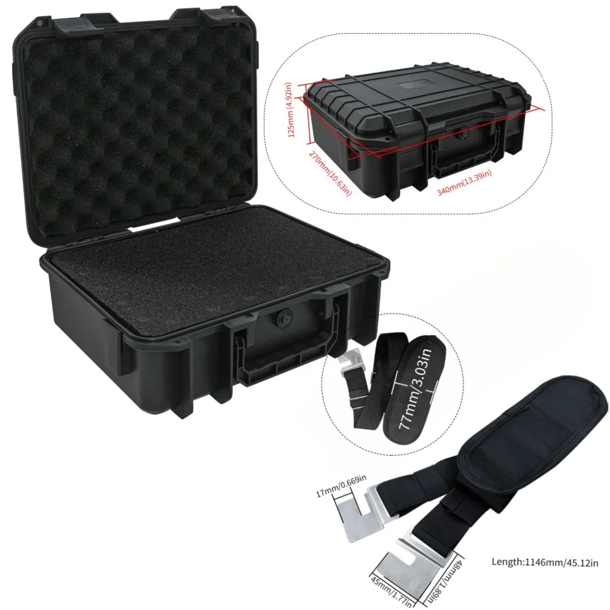 1pc Waterproof Protective Equipment Hard Carry Case with Shoulder Strap, Digital Electronic Product Storage Box with Sponge