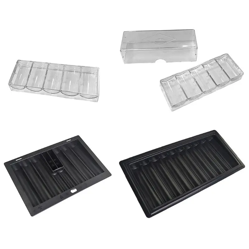 92ME Profession Casino Game Accessory Transparent Chip Tray 5 Rows 100 Pieces Chips Container Holder Chips Storage Box