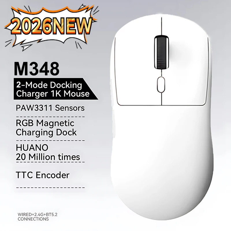 

Беспроводная игровая мышь M348 New Superlight Bluetooth 2.4G с флагманским чипом и игровым сенсором, 6 регулируемых уровней DPI для офиса и игр