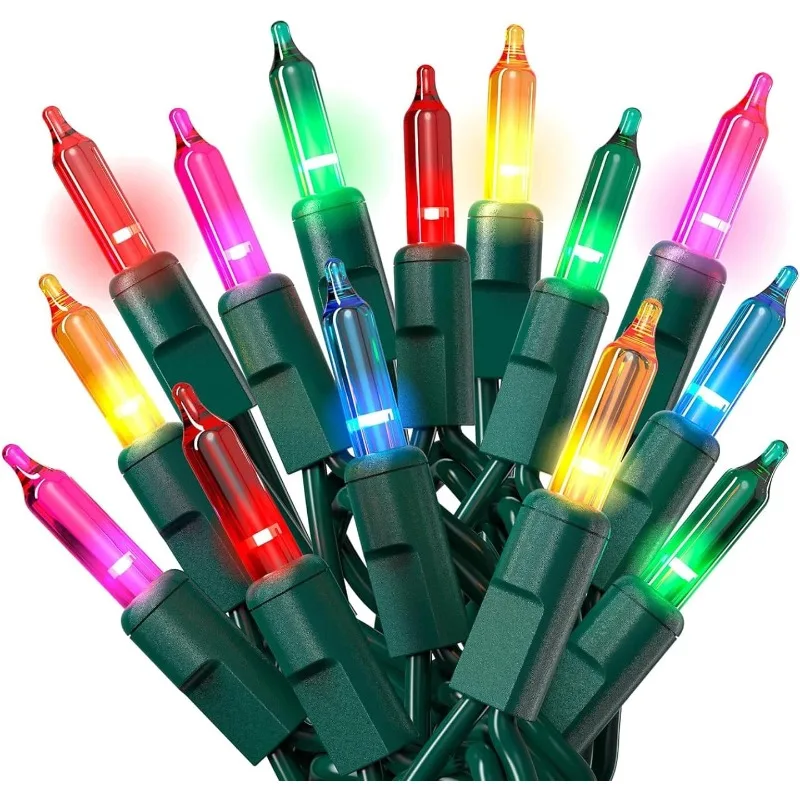 

PREXTEX Multicolored Christmas Lights with Green Wire, 60 Feet, 300 Light, Twinkling Lights Indoor or Outdoor, Twinkle Lighting