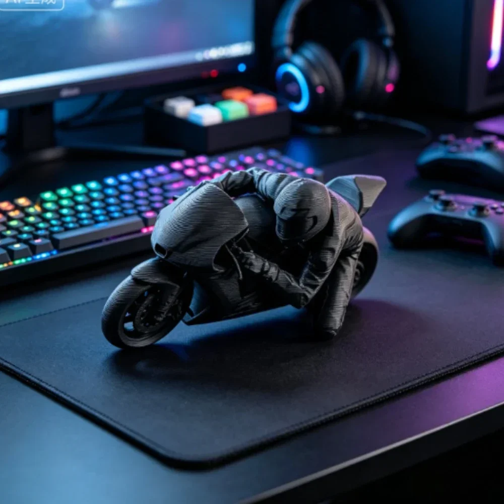 Coole Mini-Rennmotorrad-Figur, 3D-gedrucktes Schreibtisch-Ornament, Motorrad-Renn-Gaming-Schreibtisch-Bücherregal-Deko, DIY-Modell-Geschenke – Detail 4