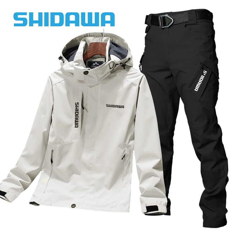 Imagem -04 - Fatos de Pesca com Capuz Masculino Roupas de Montanhismo Windproof Impermeável Jaqueta de Ciclismo Calças Finas Esportes ao ar Livre Primavera Outono