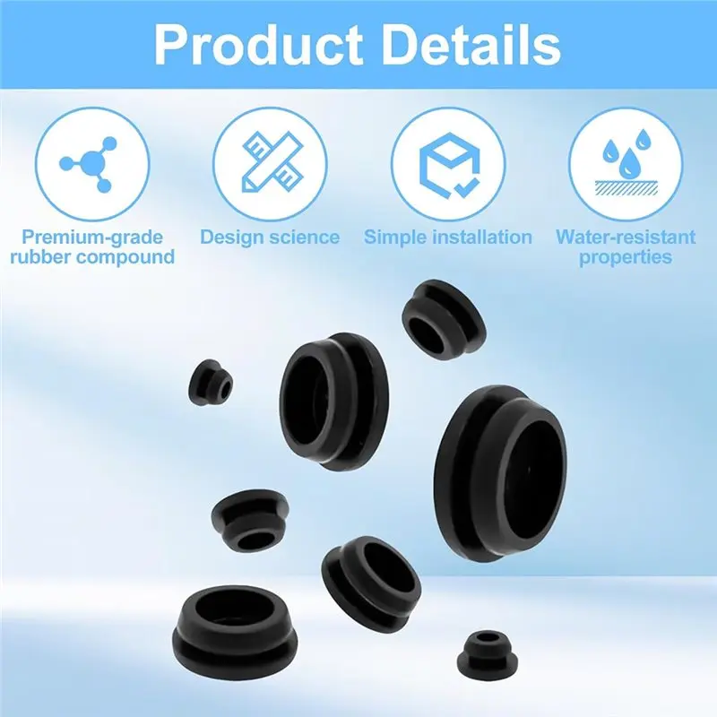 A67M-Hole Plugs Kit 8 Sizes, 125Pcs Rubber Plugs For Round Holes, Snap Locking Silicone Rubber Hole Plugs For DIY Car Furniture