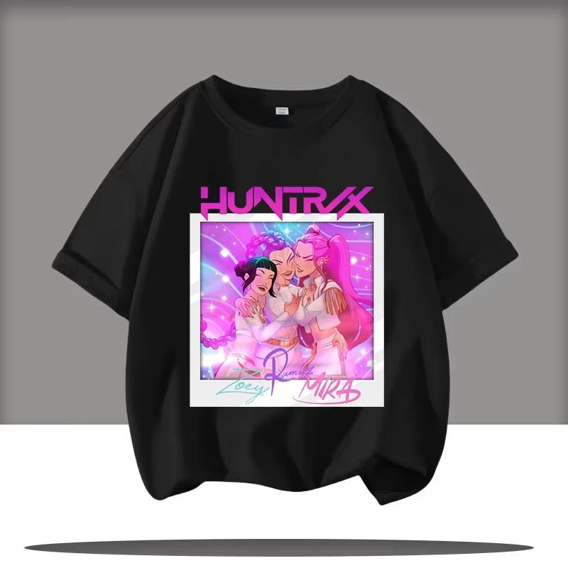 Moda filme crianças camiseta kpop caçadores de demônios presente engraçado para fãs camiseta k-pop caçadores de demônios roupas legal meninas camiseta verão topo