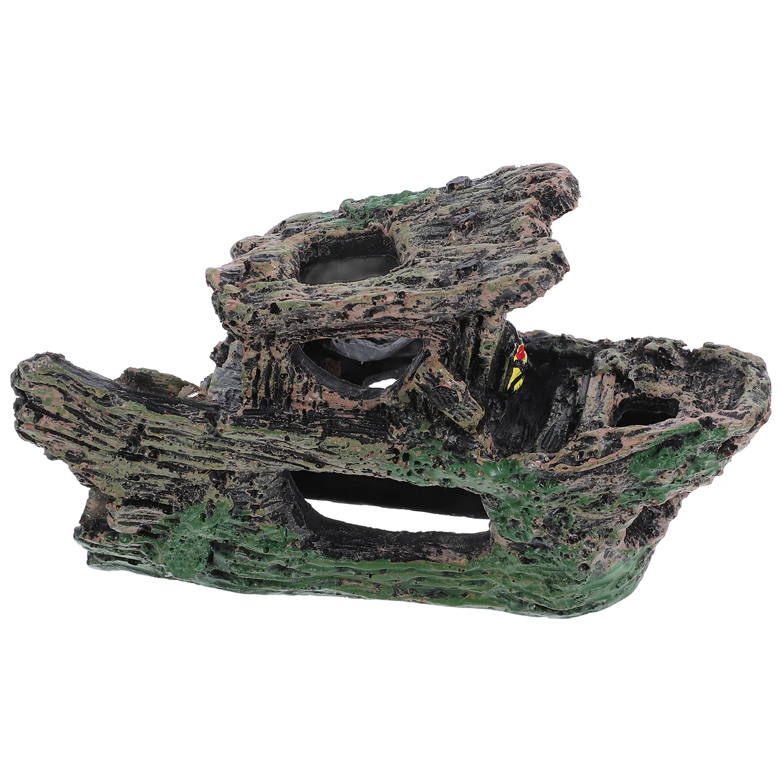 

Aquarium Shipwreck Decoration Resin Hollow Tree Trunk with Artificial Mountain Rocks Fish Hideaway for Fish Tank Landscape