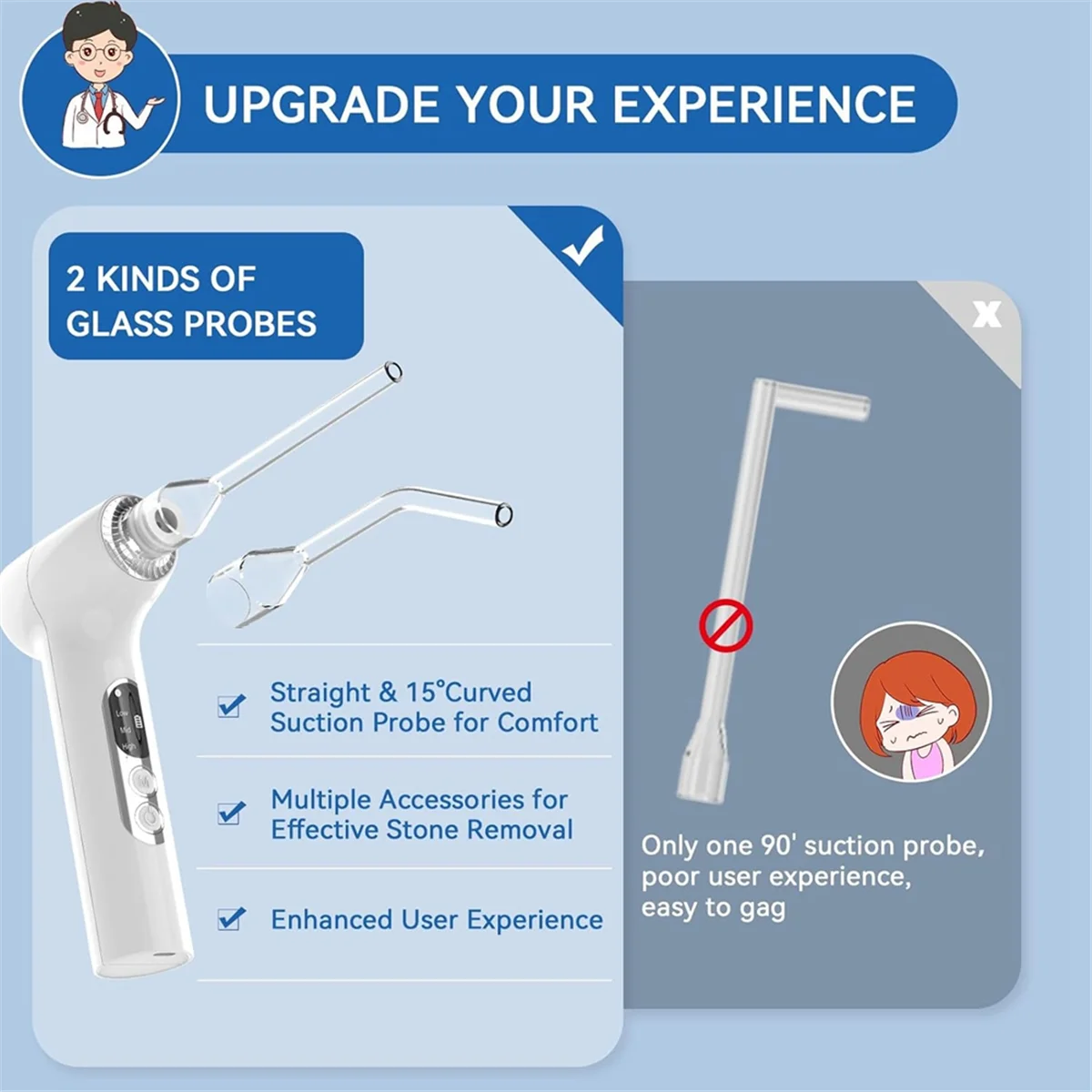 【24 ساعة للبيع!】{مزيل حجر اللوزيل الإلكتروني، مجموعة إزالة حجر اللوزيل 10 في 1، مكنسة حجر اللوزيل مع ضوء أزرق مدمج