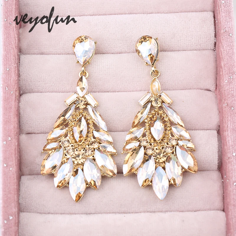 Veyofun Luxury Hyperbole Crystal Drop Earrings Elegant Bridal Earrings for Women Fashion Jewelry New Brinco