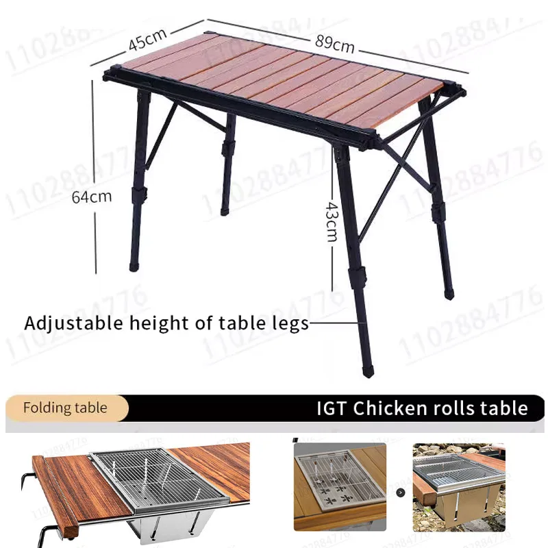 IGT Folding Table Portable Barbecue Road Trip Camping Picnic Module Table Grill IGT Portable Stainless Steel Carbon Grill