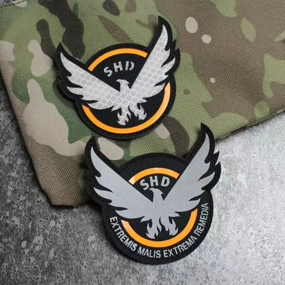 The Division Embroidery Patch Game Airsoft Cosplay PVC Armband SHD Wings Out Badge Military Tactical Skull Hook and Loop Patches