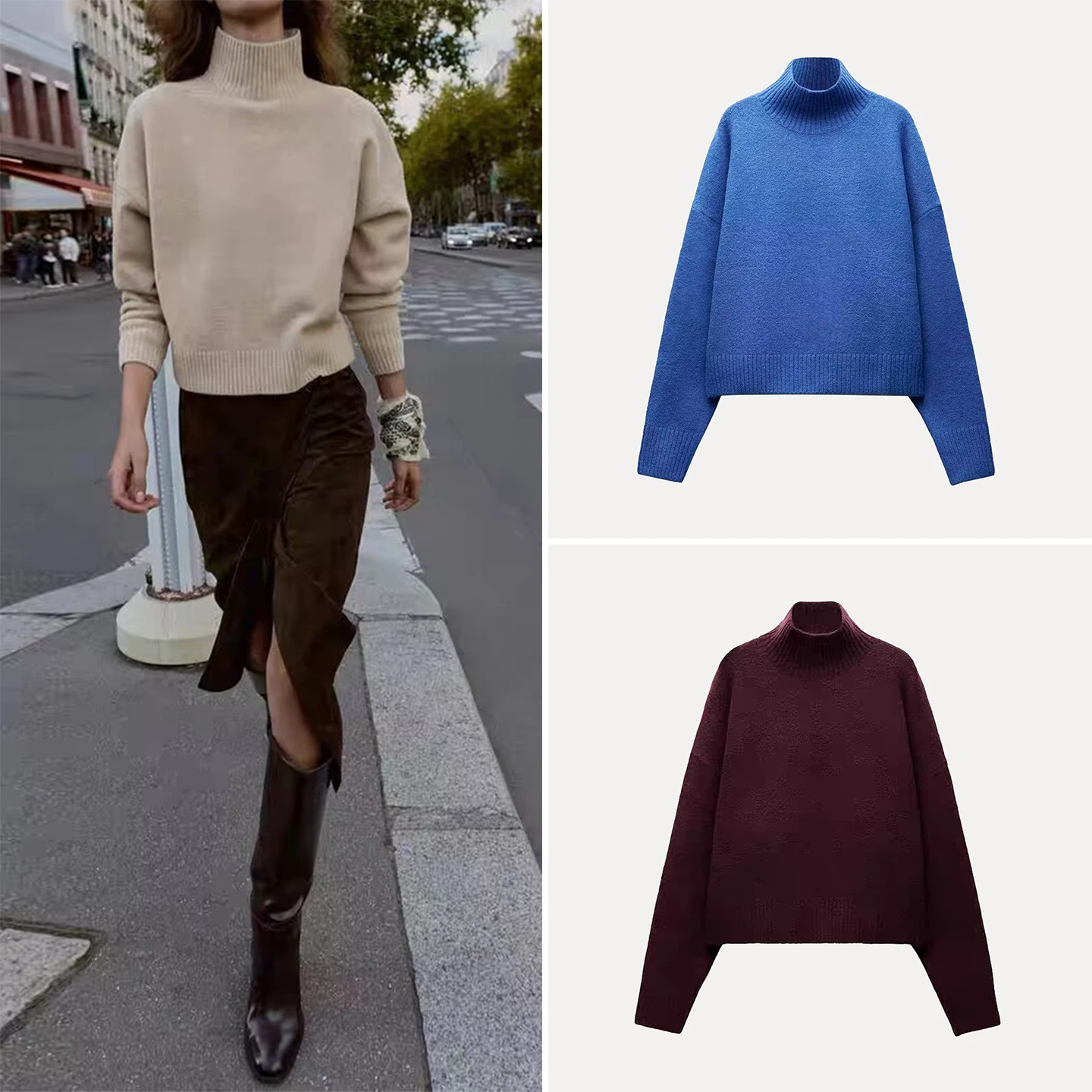 

Женская повседневная мягкая трикотажная кофта с воротником-стойкой, удобная, модная, свободного кроя, для осеннего сезона, стильная, индивидуальная