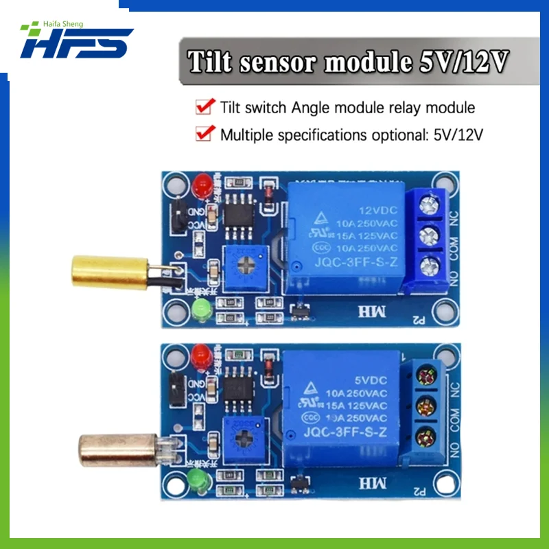 Módulo de relé para arduino, interruptor de bola, inclinação Sant ângulo sensor, dourado, sw520d, 1 canal, 12v, 5v