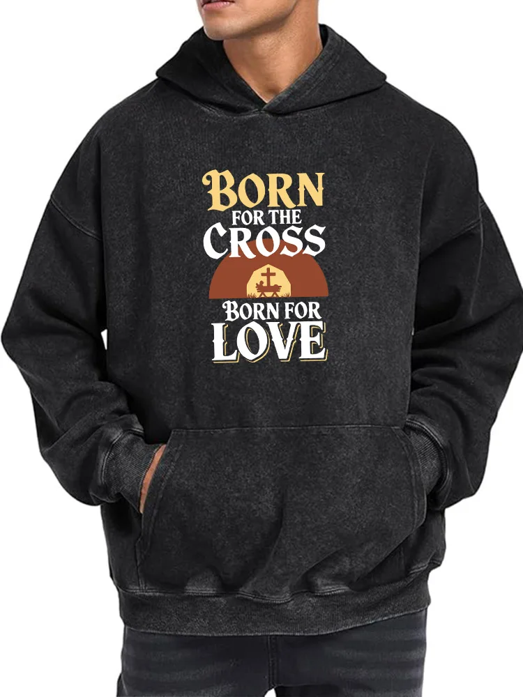 

Мужская винтажная потертая толстовка с рисунком Born for the Cross Born for the Love, пуловер в стиле ретро, уличная одежда, повседневная толстовка