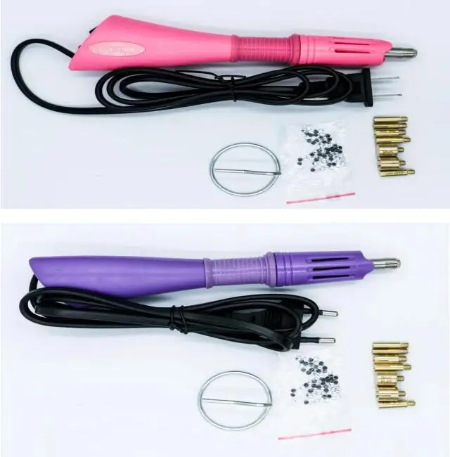 EU /US Purple / Pink Hotfix Rhinestone Applicator hot fix Applicator Fast Heating Iron-on Wand Heat-fix Tool