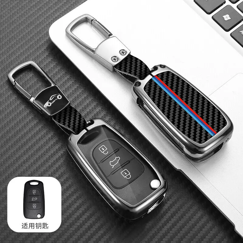 

Zinc Alloy Leather Car Remote Key Case Cover Keychain Key Shell For HYUNDAI i20 i30 Veloster ix20 Keychain