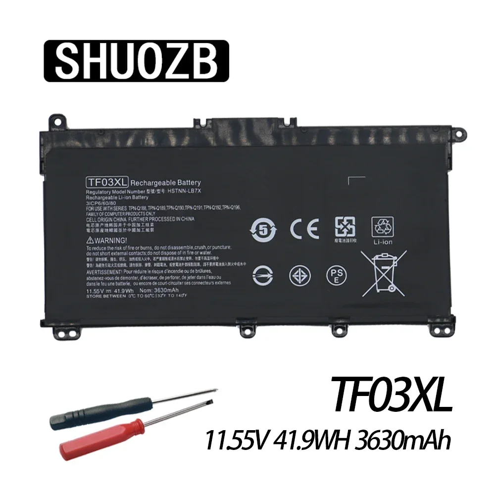 

SHUOZB TF03XL TF03 Battery For HP Pavilion 15-CC 14-BF 14-bp080nd 14-bf033TX 14-bf008TU HSTNN-LB7X HSTNN-UB7J TPN-Q189 Q188 Q190