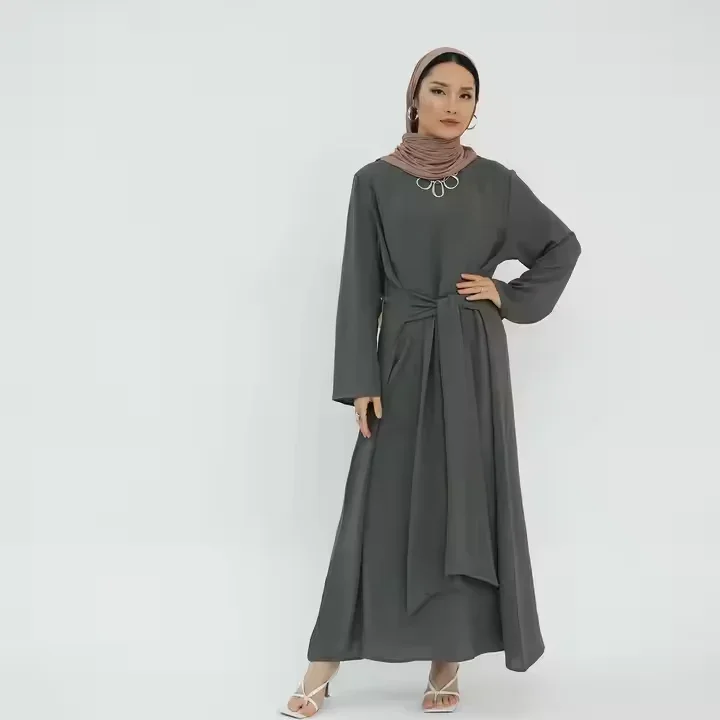 

Eid Mubarak Abayas for Women Muslim Belted Maxi Dress Arabic Robe Kebaya Caftan Marocain Femme Musulmane Jalabiya Dubai Kaftan