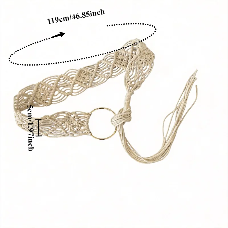 Stylish Minimalist Bohemian Braided Ethnic-Style Waist Cord High-End Braided Design for Dresses Tie-Front Women's Waist Chain