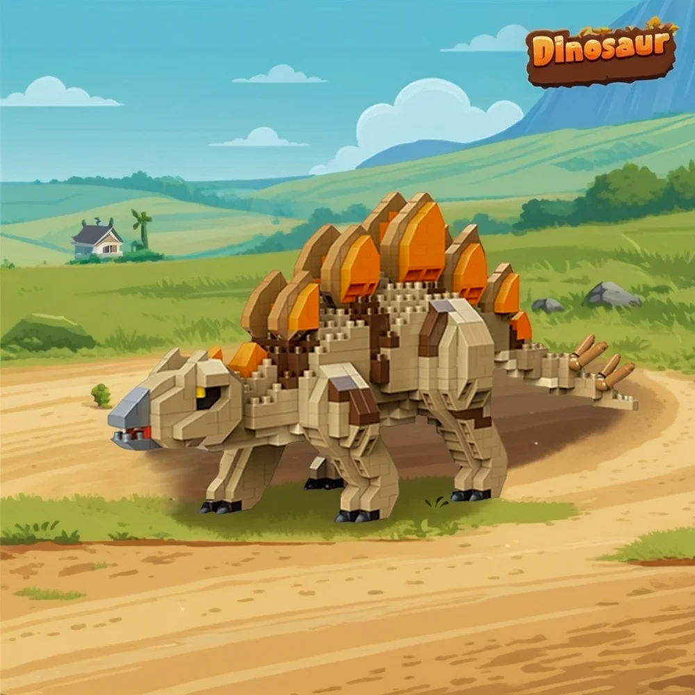Micro blocchi di dinosauro Kit modello triceratopo fai-da-te, puzzle 3D rilassante per alleviare lo stress per adulti, mini arredamento da scrivania giurassico