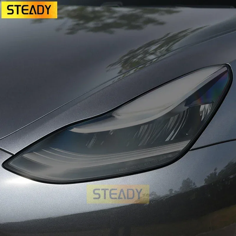 

Car Headlight Protective Film Headlamp Taillight Transparent Smoked Black TPU Sticker For Tesla Model 3 2021 2017-On Accessories