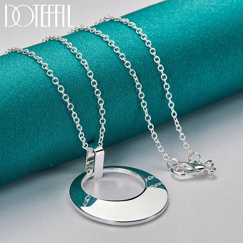 DOTEFFIL 925 Sterling Silver Sickle Pendant Necklace 16/18/20/22/24/26/30 Inch Chain For Woman Man Charm Fine Jewelry