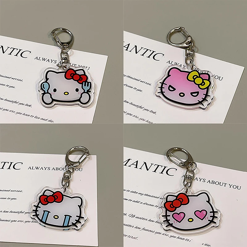 Sanurgente-Porte-clés double face en acrylique avec pendentif chat de dessin animé, figurines d'anime, accessoires de jouets pour enfants, sac à dos charmant