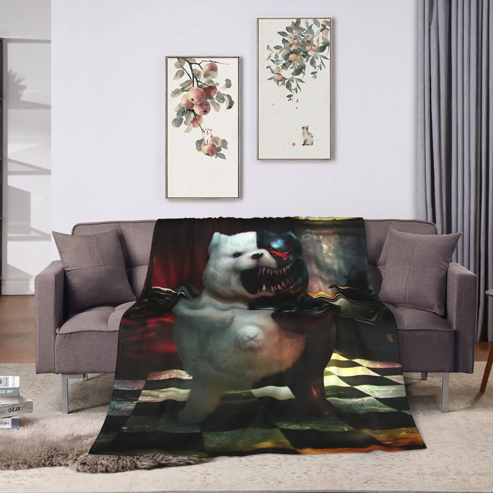 Danganronpa Monokuma Action Anime Warm Soft Blankets  Picnic Plush Bedding Throws Fashion Home Decor Flannel Bedspread Bed Cover