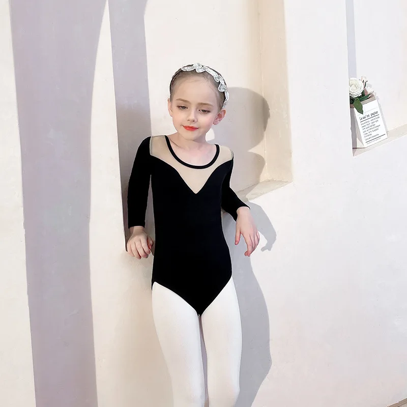 Ragazze Ballet Top Wear body in cotone a maniche lunghe principessa ginnastica cinese Slim Yoga Costume autunno inverno pattinaggio body