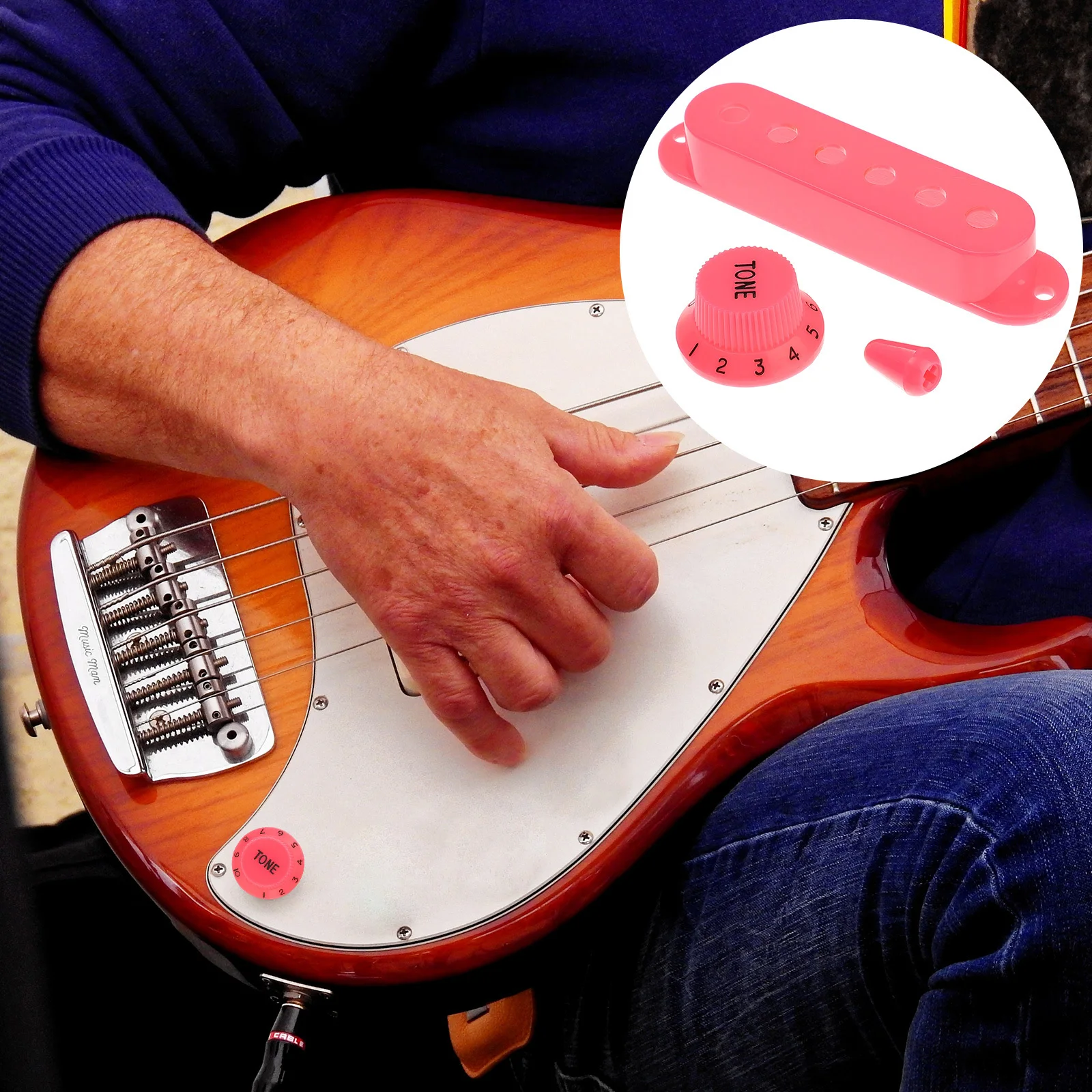 

Dark Pink Guitar Pickup Covers Set 3 Pickup Covers Knobs Tip Plastic Replacement Guitar Parts Accessories