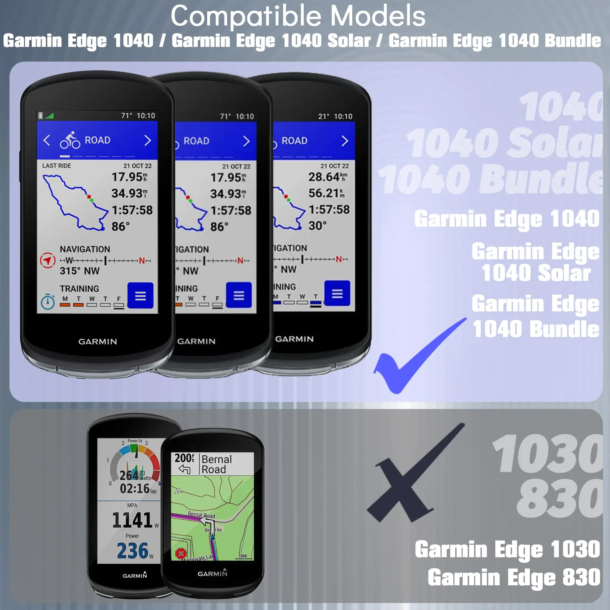 2 Stück gehärtetes Glas + Hülle für Garmin Edge 1040 Displayschutzfolie, kratzfeste Folie und weiche Silikon-Schutzhülle, Zubehör – Detail 2
