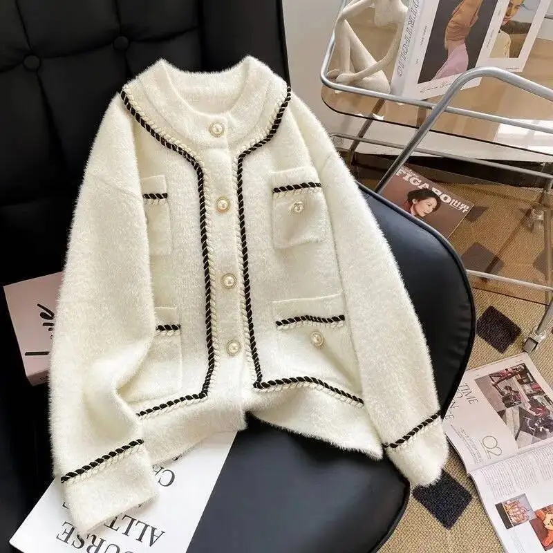 

Модная универсальная куртка, свободный весенне-осенний новый вязаный кардиган