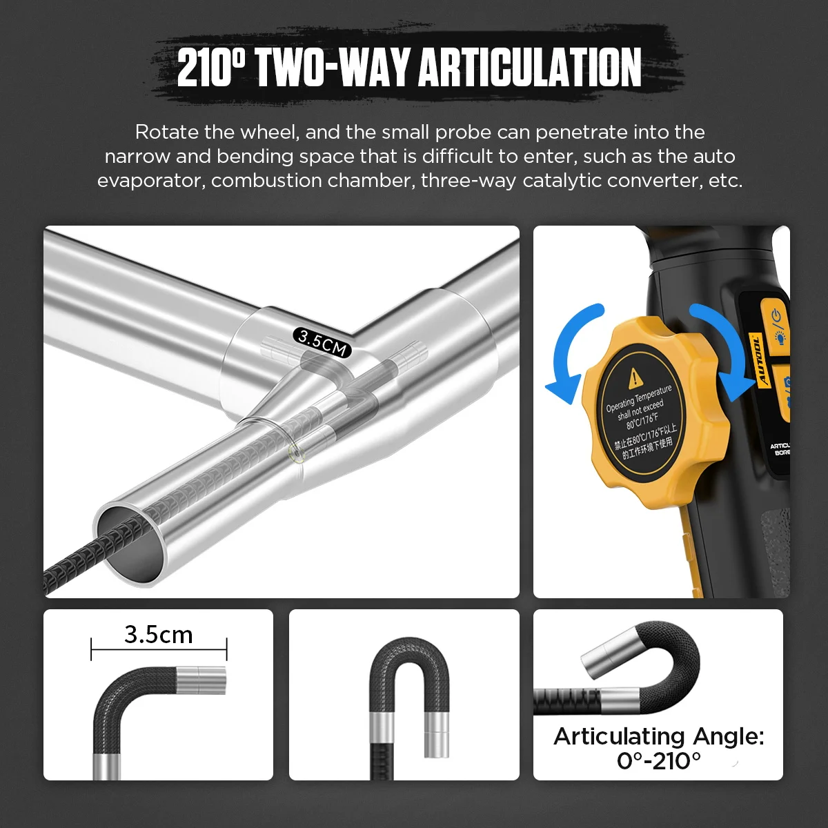 AUTOOL SVB305 Articulating Borescope 1080P HD 5MM Endoscope Camera USB Inspection Camera Tool For Car Engine Industrial Pipe