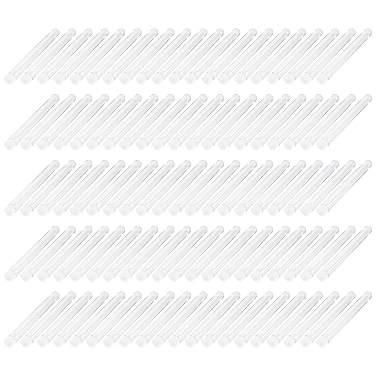 100Pcs 12X100mm Transparent Laboratory Clear Plastic Test Tubes Vials with Push Caps School Lab Supplies