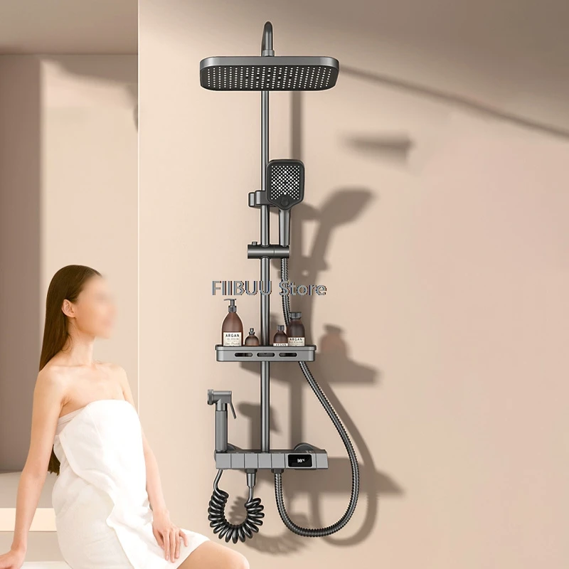

Water Saving Shower Overhead Rain Shower System High Pressurized Shower Set Multi-mode Shower Head Home Hotel Bathroom Accessory