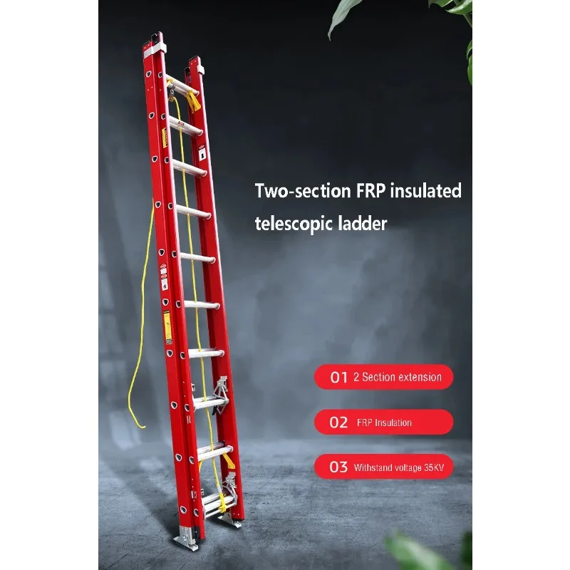 Échelle extensible rétractable en fibre de verre d'isolation de sécurité de monteur de lignes