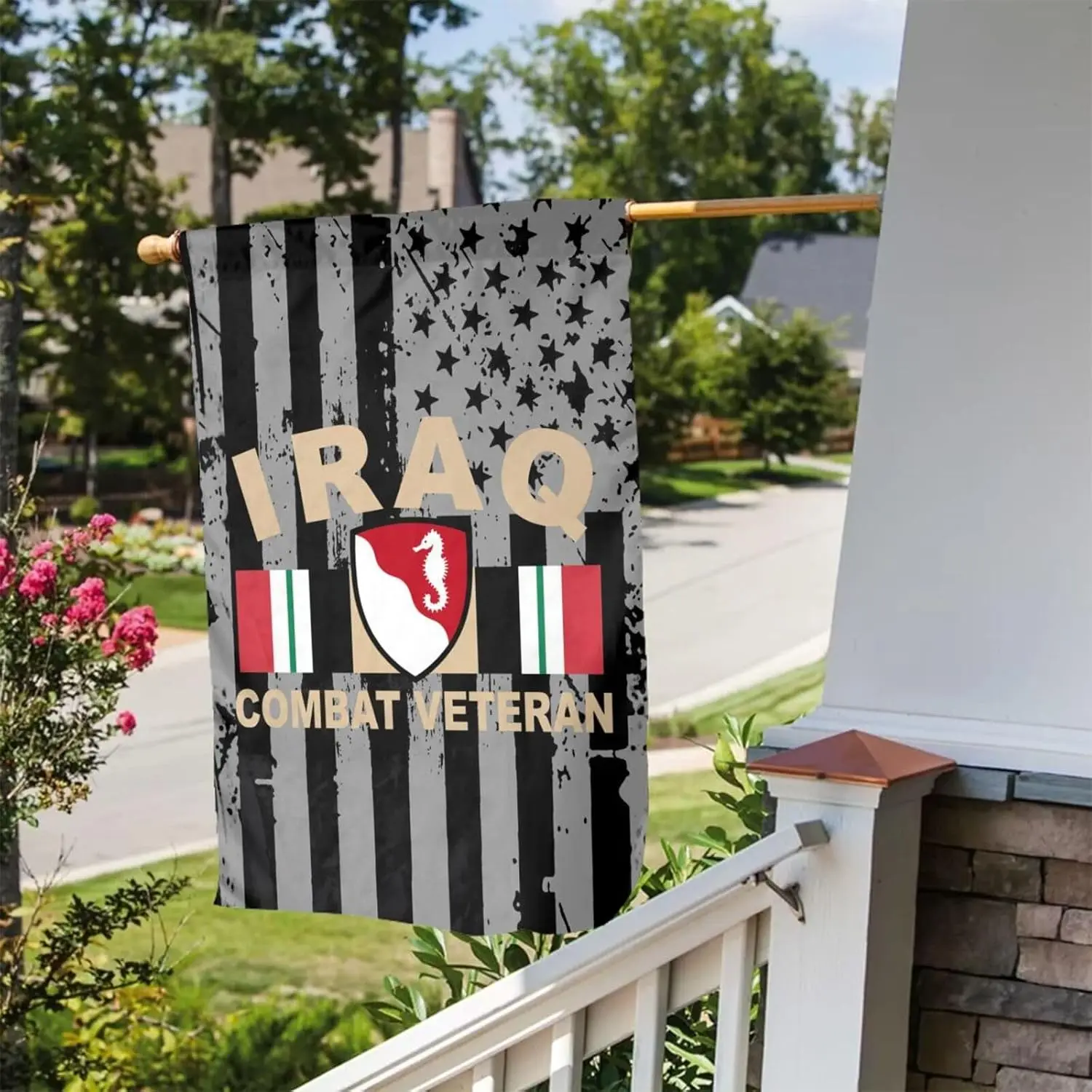 Garden Flag 36th Engineer Brigade Iraq Combat Veteran 12x18 Inches Double-Sided Outdoor, American Flag Courtyard Outdoor PPZ