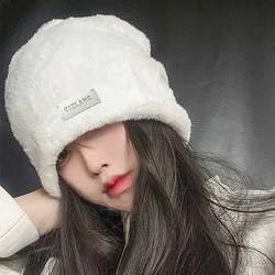 Casual Women Plush Baggy Beanies Hats Winter Thicken Warm Solid Fleece Wool Skullies Hat Outdoor Cold Caps Female Gorros Bonnet