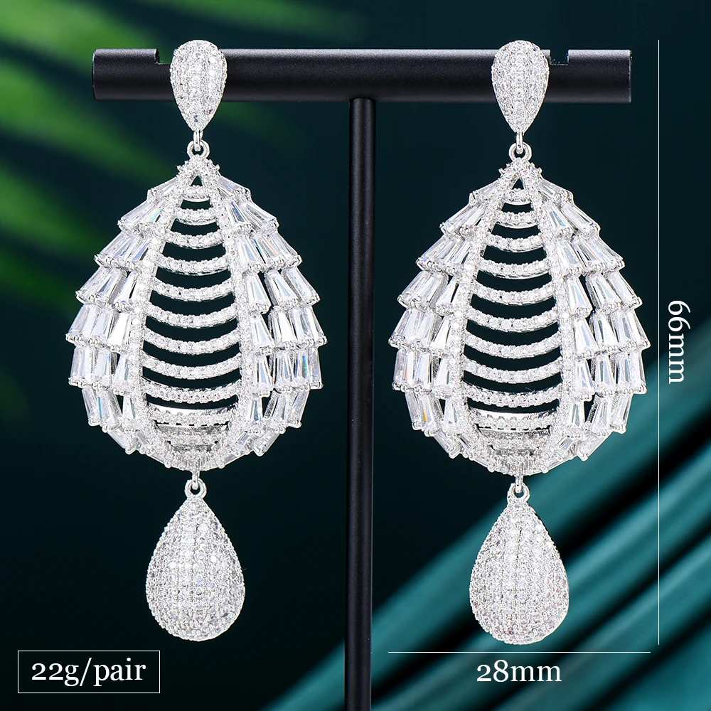 Missvikki Luxury Gorgeous Hollow Drop Pendant Earrings For Women Wedding Party Shiny Earrings Jewelry High Quality Accessories